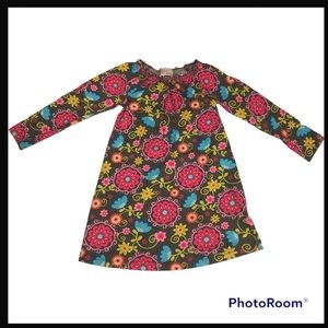 Hanna Andersson Dress Floral Mandala Long Sleeve 100% Cotton Sz 120 (US 6/7)EUC
